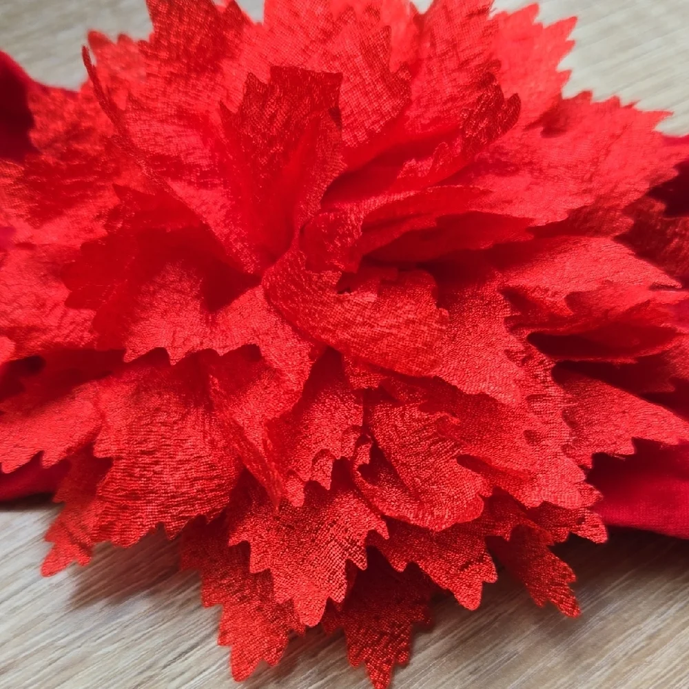 Baby Girl Red Oversized Floral Headband Strerchy Nylon Photo Shoot Accessory